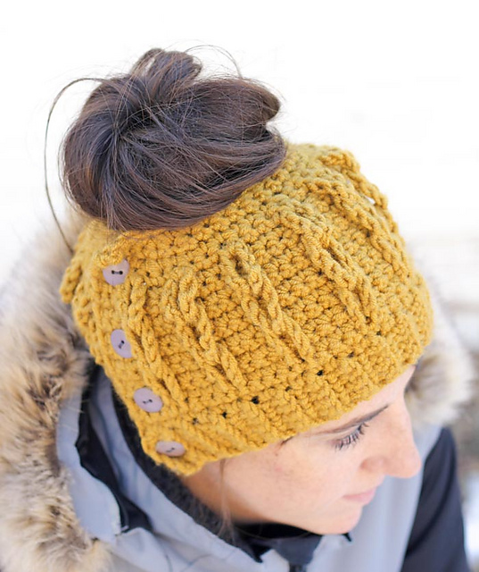 Crochet Messy Bun Beanie Crochet Ponytail Beanie Pattern Free