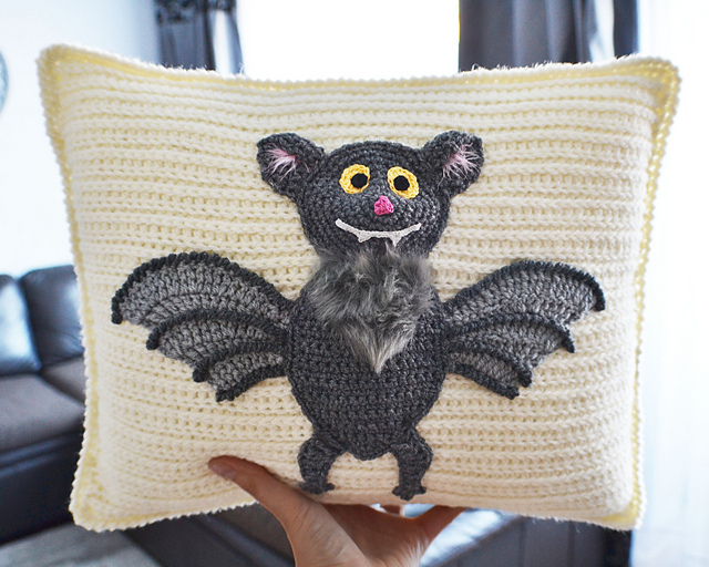 Vampire bat throw pillow