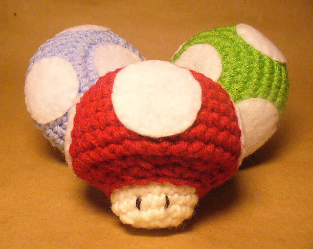Power-Up Amigurumi Mushrooms