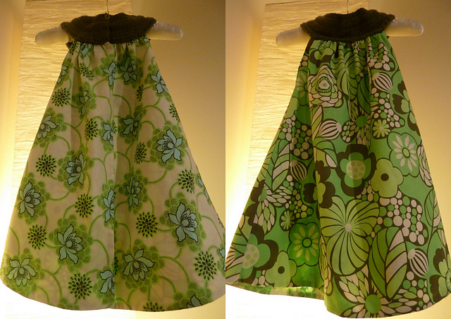 Reversible dress with crochet yoke