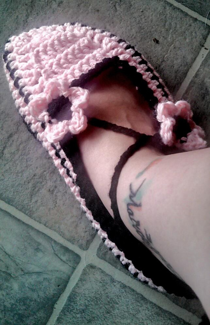 Pale Pink Flowered Slippers