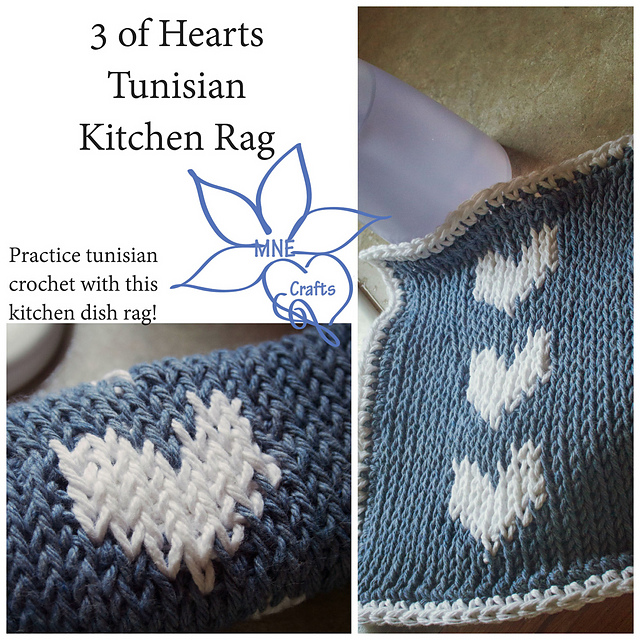 3 of Hearts Tunisian Kitchen Rag