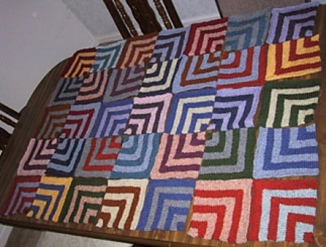 Psychedelic Squares Afghan: Stocking Stitch