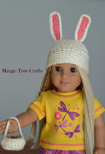 Crochet Easter Bunny Hat for American Girl Doll