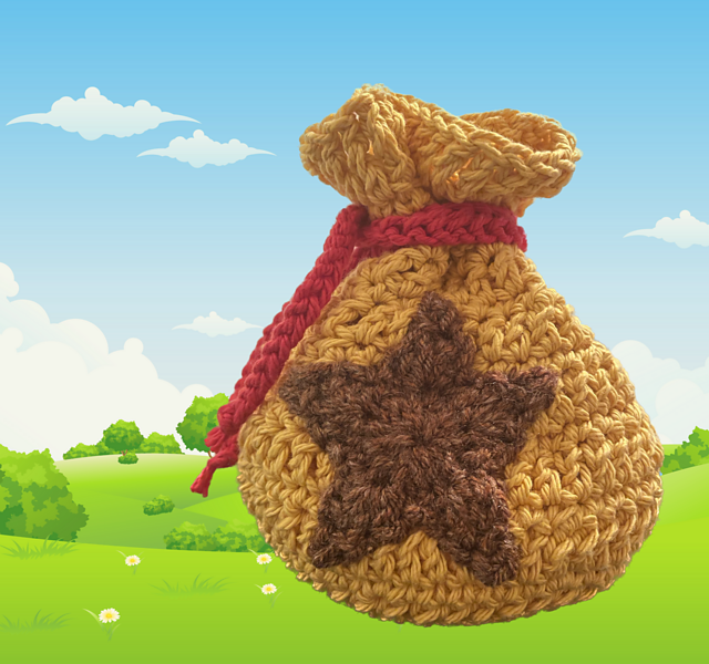 Ravelry Animal Crossing Bell Bag Inspired Dice Bag pattern by Lydia Gates