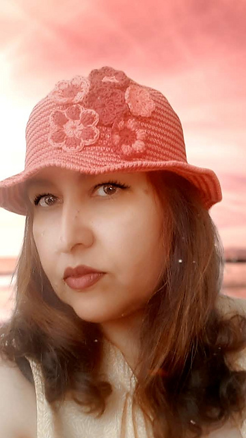 Striped Bucket Hat with Flowers