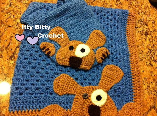 Peek-A-Boo puppy blanket and bib set