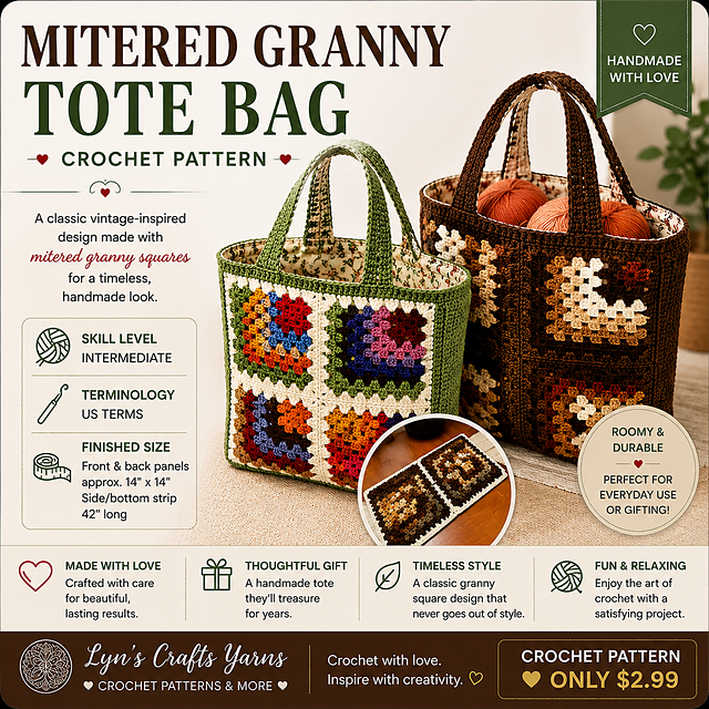 Mitered granny tote bag