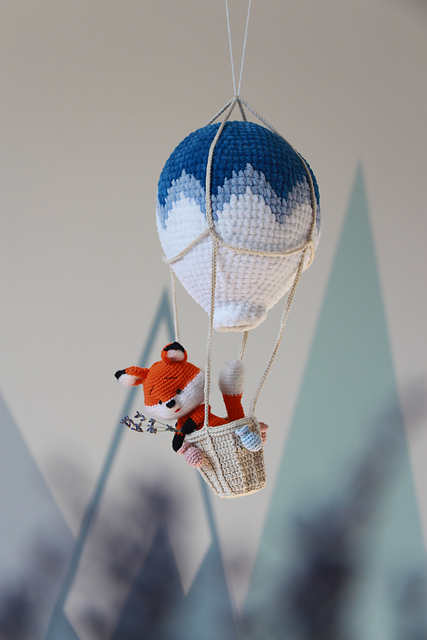 Fox in a hot air balloon