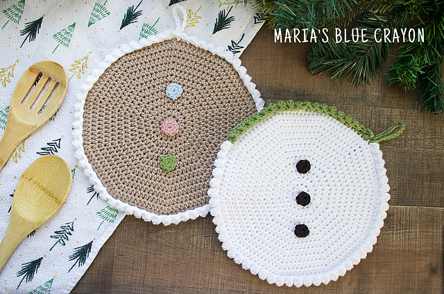 Snowman and Gingerbread Potholder
