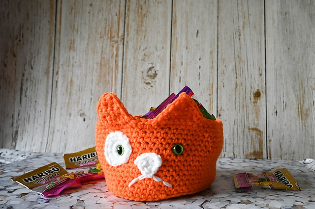 Orange Cat Treat Basket