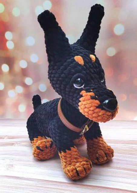 Doberman plush toy
