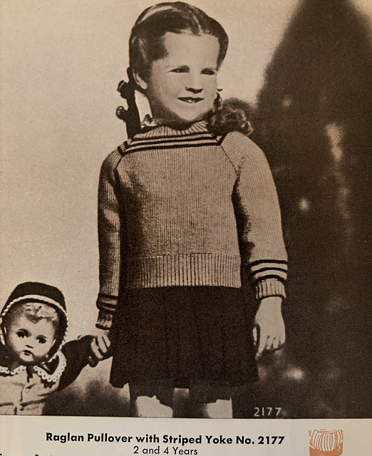 Raglan Pullover with Striped Yoke No. 2177