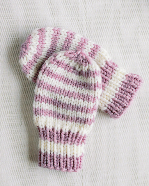 Striped Thumbless Mini Mittens