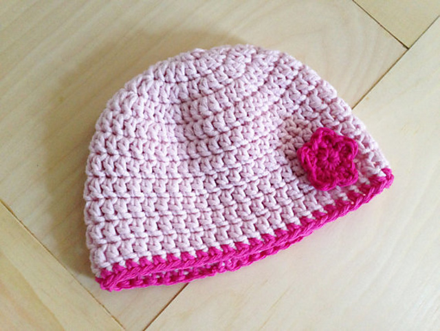 Newborn Beanie with Floral Accent