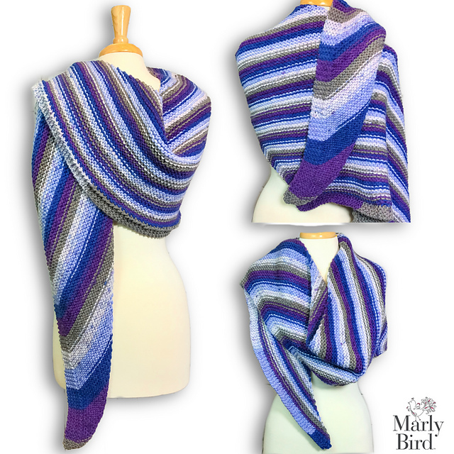 Beginner Garter Stitch Bias Shawl