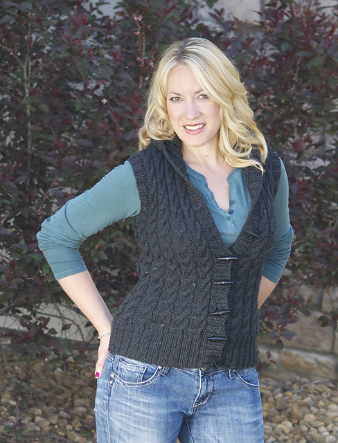 Chunky Cabled Vest with Hood or Collar