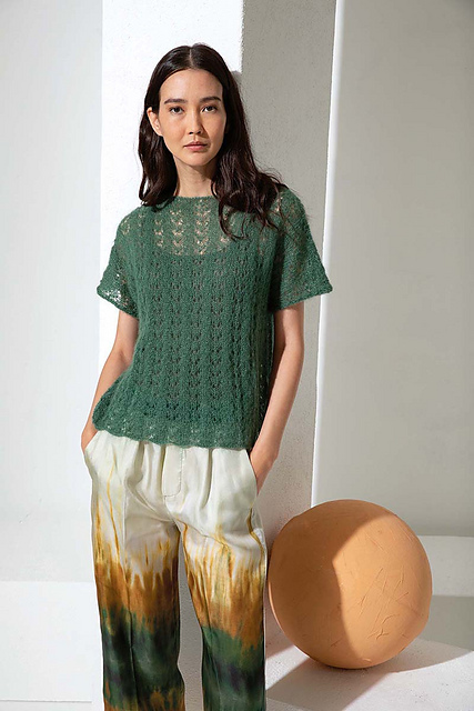 272-65 Kurzarm-Pullover mit Ajourmuster