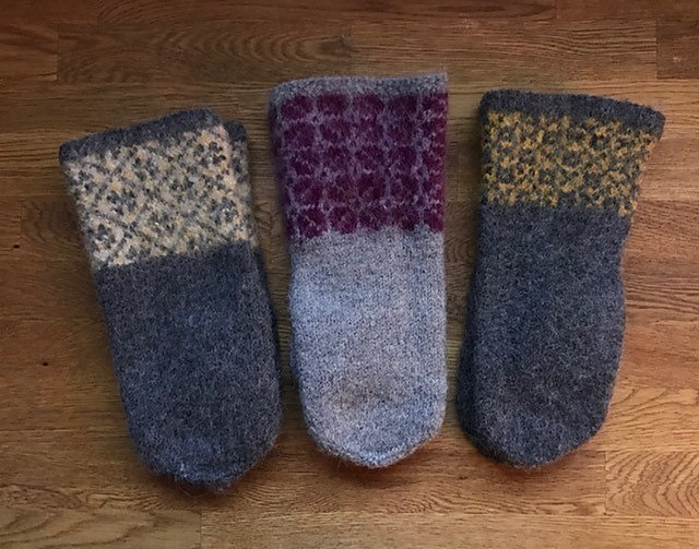 3 pairs of felted mittens