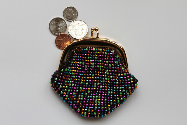 Knitted Beaded Coin Purse