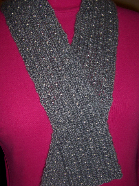 Charcoal Pearls cashmere scarf