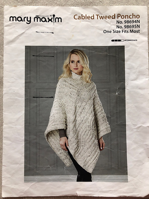 Cabled Tweed Poncho