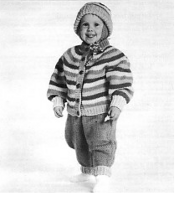 Cardigan, Overalls and Hat
