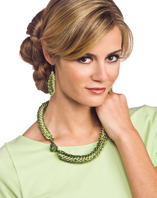 Tunisian Ribbed Necklace & Earrings