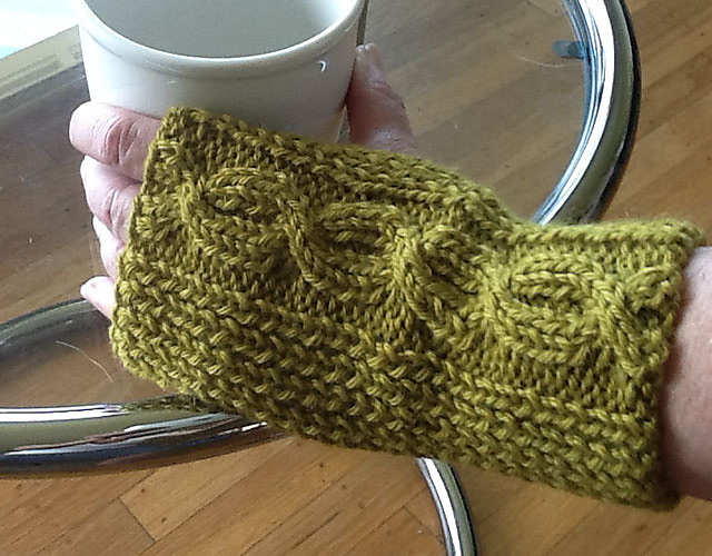 Cabled and Ribbed Fingerless Gloves