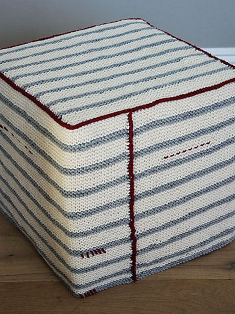 Garter Stripe Ottoman Cover