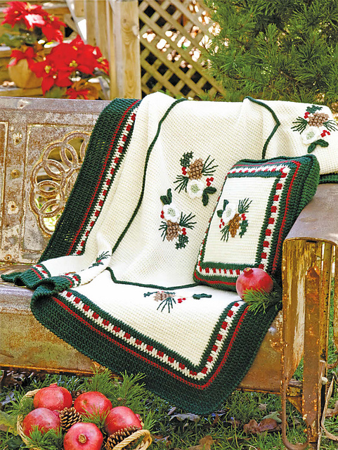 Christmas Rose Afghan & Pillow