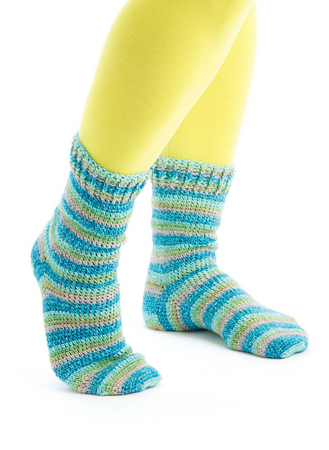 Self-Striping Cuff-Down Socks