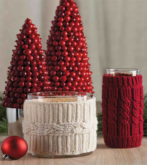 Cabled Candle Cozies