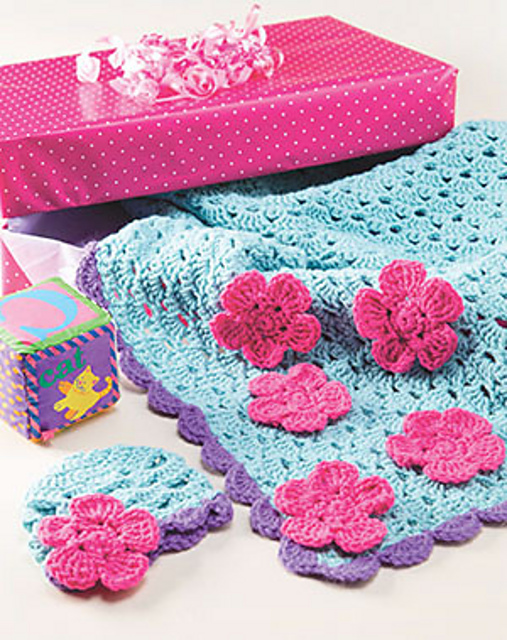 Wrapped in Roses Baby Blanket & Hat