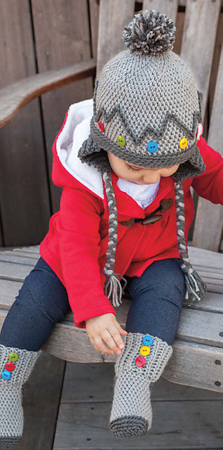 Baby Button Boot Socks & Ear Flap Cap
