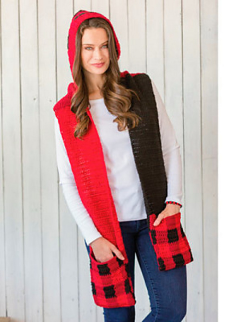 “Check” Out the Pockets! Hooded Scarf