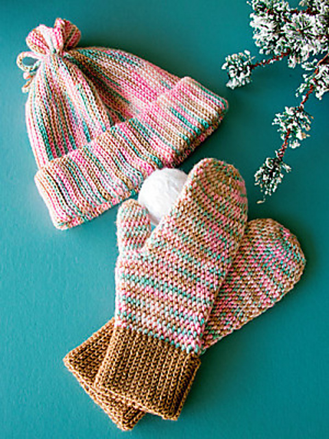 Rib Stitch Cap & Mittens