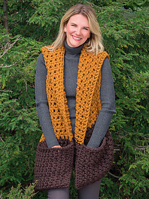 Tunisian Hooded Pocket Scarf