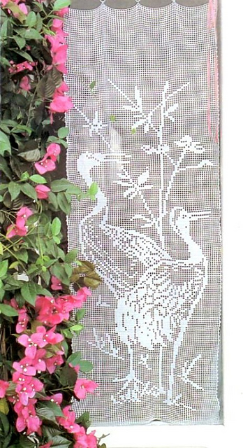 Curtains with herons