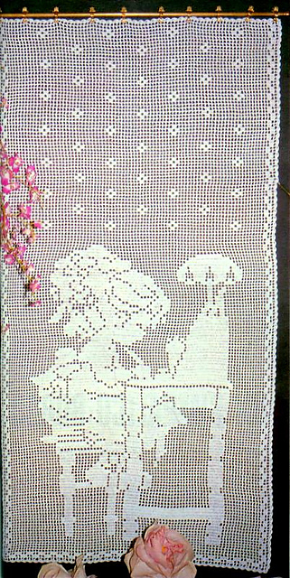 A Girl on curtain