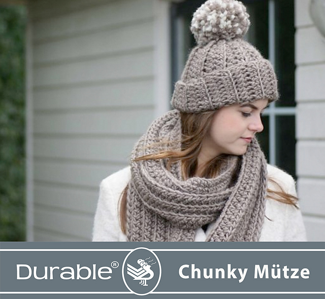 Chunky Mütze mit Pompon