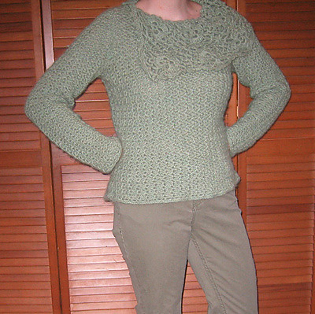 Luxurious lace cowl sweater