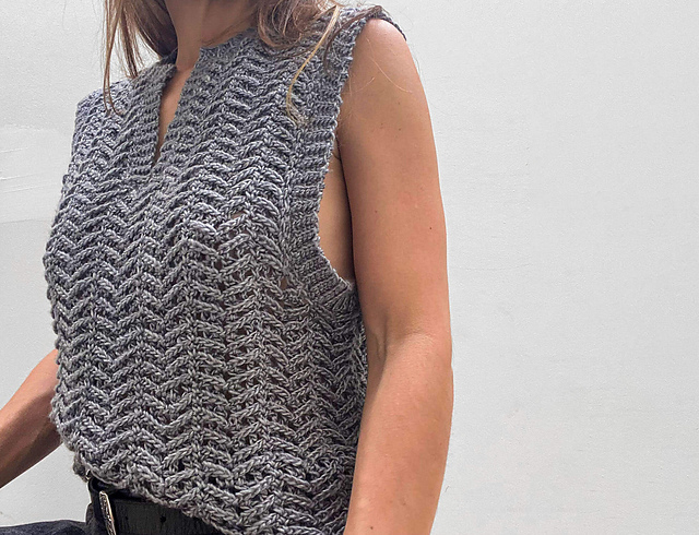 「完売品」eaphi U NECK LEAF PATTERN KNIT VEST Ravelry: Elisa Vest pattern by Luciana Etchechoury