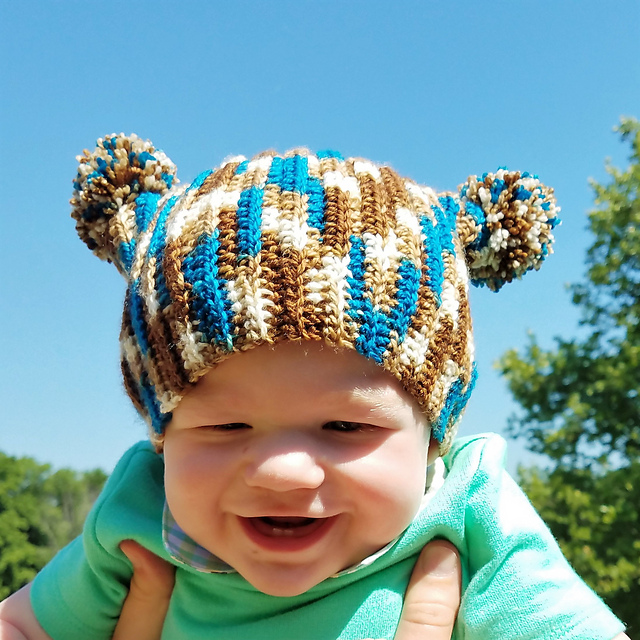 Knit Look Double Pom Pom Hat