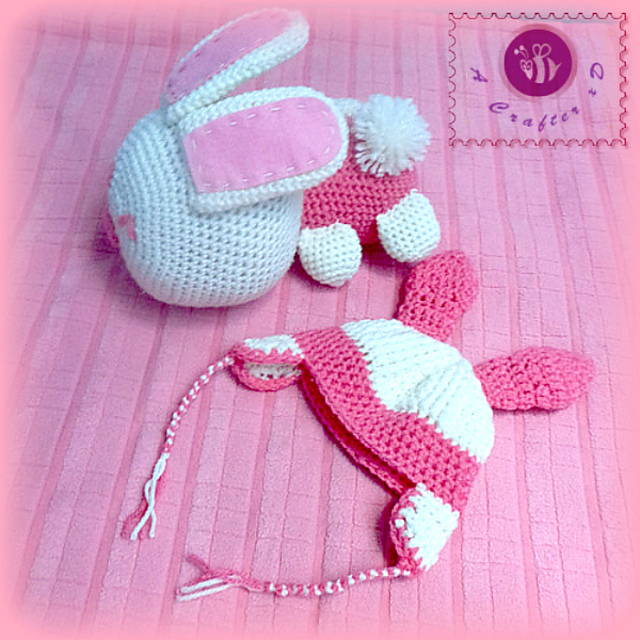 Bunny baby hat and toy set