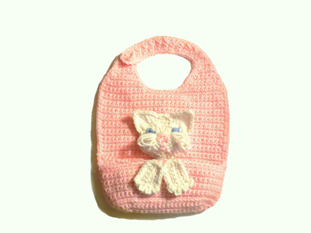 Baby Kitty Bib with Pocket # 82K