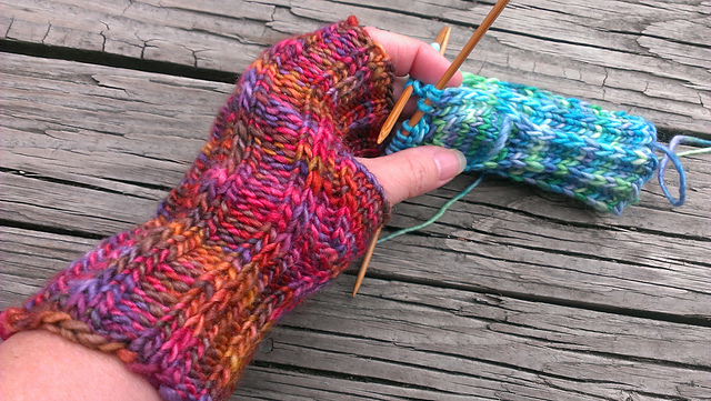 Slipped Stitch Fingerless Mitts