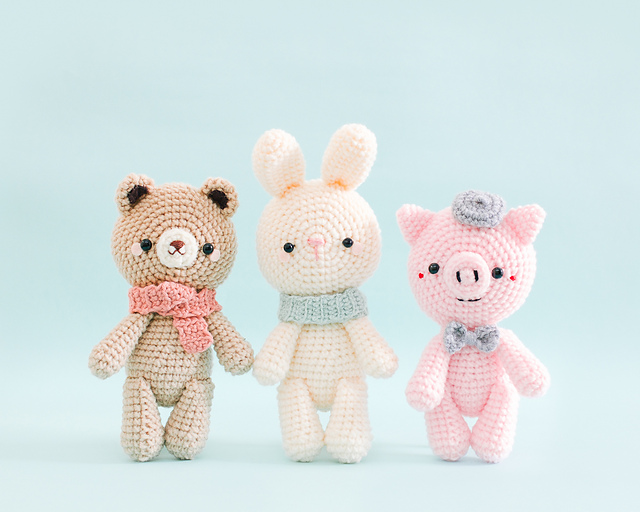 Ravelry: Dream Team Collection Bear, Bunny and Pig pattern by Meemanan