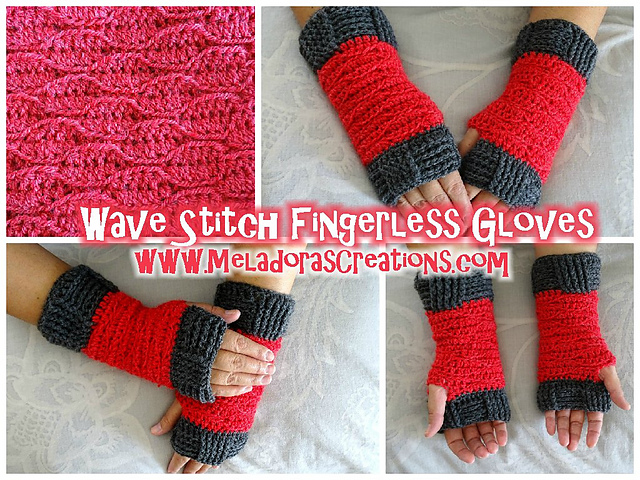 Wave Stitch Finger less gloves