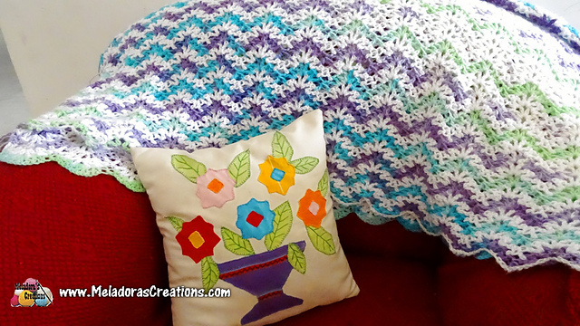 Ripple V Stitch Afghan Throw